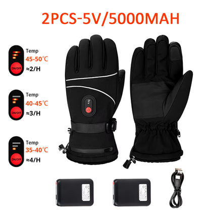 New 7.4V Electric Heated Gloves Skiing Winter Snow Gloves Touch Screen Windproof Warm Rechargeable Battery Hunting Fishing Men