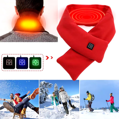 USB Women Men Heating Scarf Temperature Scarf 3 Gears Wrap Fleece Washable Electric Neck Warmer Not Inclound Battery for Camping